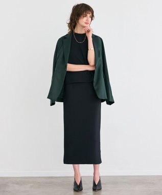 BEIGE， 【洗える】ALTHEA / ダンボールジャージーハイウエストIラインスカート Black