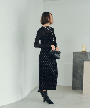 YECCA VECCA グリッタードットベロアオーバーキャミ Black