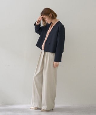 YECCA VECCA 【2点SET】ショートジャケットセットキャミワンピース Navy