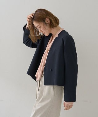 YECCA VECCA 【2点SET】ショートジャケットセットキャミワンピース Navy