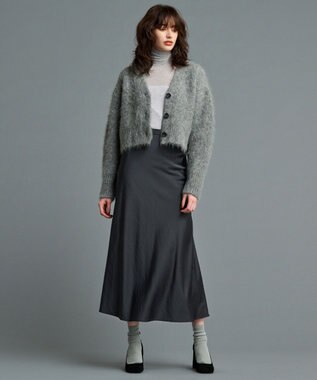 uncrave 【洗える】サテン フレアスカート（uncrave STANDARD） スレート