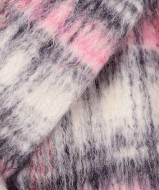 GRACE CONTINENTAL シャギーチェックピーコート ピンク