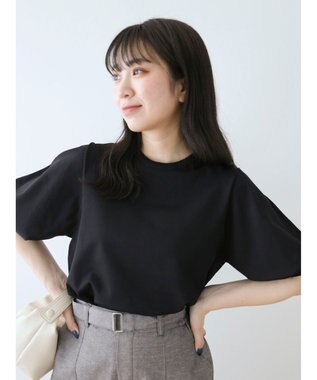 Green Parks パフ５分袖ニットプルオーバー Black