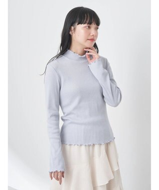 earth music&ecology ラメハイネックプルオーバー Grayish Blue