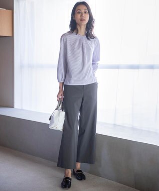 J.PRESS LADIES S 【WEB限定カラーあり】ストライプジャカード フロントタック カットソー ラベンダー系1