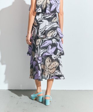 GRACE CONTINENTAL プリントレイヤードスカート ブラック