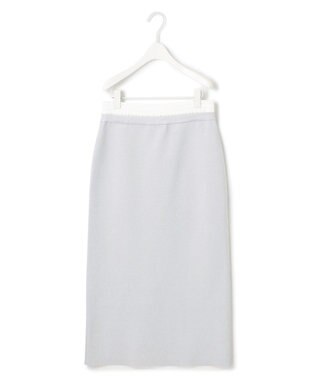 ICB L 【洗える】コットンポリエステルスムース ニットスカート シルバー系