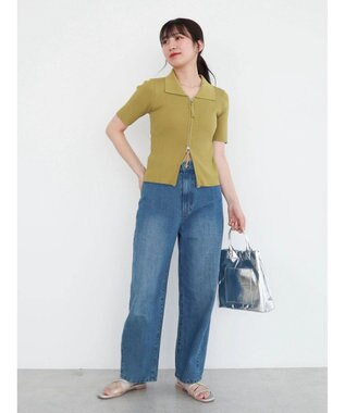 Green Parks ５分袖衿付きＺｉｐプルオーバー Green