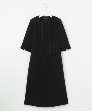 自由区 FORMAL 【洗える/縦横ストレッチ】セオプラスエス横二重ジャケット＋ワンピース ブラック系