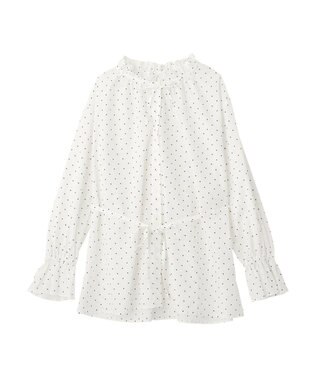earth music&ecology 【イージーケア】TRキュプラダブルボタンフリルシャツ Dot