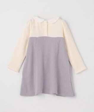 組曲 KIDS 【90-100㎝】バイカラーニットソー ワンピース ライトグレー系