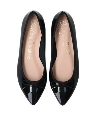 Bridget Birkin 【Bridget Birkin】ポインテッドリボンレインフラットパンプス ブラックエナメル