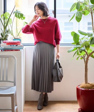 ANY L 【洗濯機可/6色展開】ラウンドネックガーターニット レッド