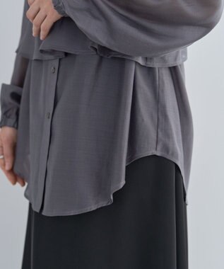 Green Parks ＳＥＴ２点フリルビスチェ＋シャツチュニック Charcoal Gray