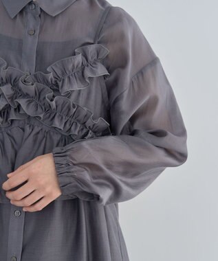 Green Parks ＳＥＴ２点フリルビスチェ＋シャツチュニック Charcoal Gray