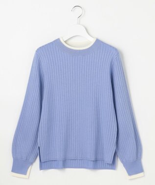 ANY SIS S 【WEB・一部店舗限定】ダブルカラー ニット ライトブルー