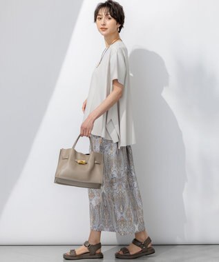 23区 【洗える】Rattiドローイングペイズリープリント スカート ベージュプリント