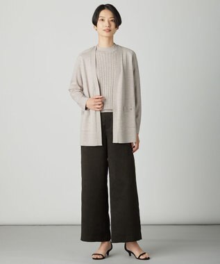 J.PRESS LADIES L マイクロライトスエード ワイド パンツ ダークブラウン系