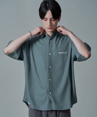 WEGO 【速乾/しわになりにくい/MLサイズ展開】アムンゼンワンポイントBIGシャツ（SS） サックス