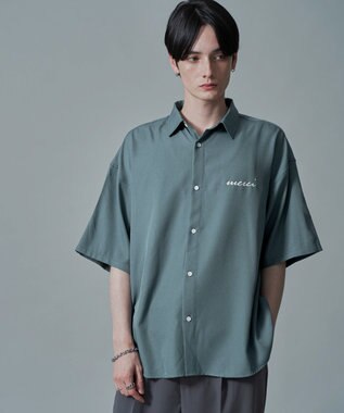 WEGO 【速乾/しわになりにくい/MLサイズ展開】アムンゼンワンポイントBIGシャツ（SS） サックス