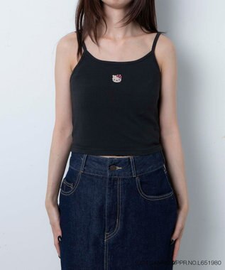 WEGO 【サンリオ】HELLOKITTYコラボ刺繍キャミ ブラック