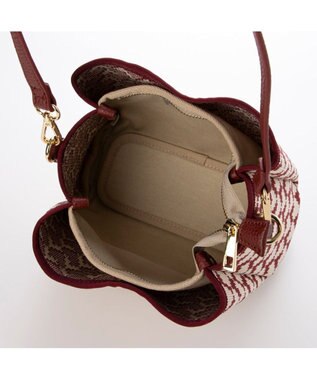 UNBILLION カシュカシュ cachecache / 柄アソートジャガード三つ口ショルダーバッグ ワイン