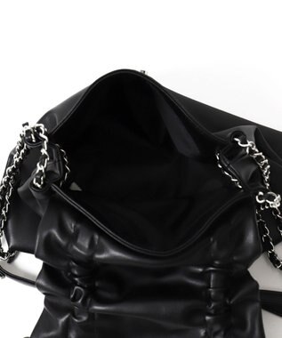 WEGO ギャザーリボンフラップバッグ ブラック