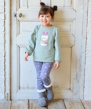 ANY KIDS 裏シャギーミラクルスパンコールトレーナー ミント（雪だるま×ウサギ）