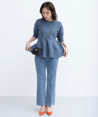 組曲 【WEB限定】スポンディッシュペプラム ニット サックスブルー系