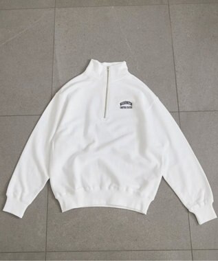WEGO 【ANGIE VINTAGE】ワンポイント刺繍ハーフZIPスウェットプルオーバー ホワイト