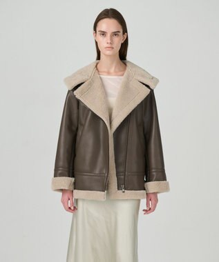 GRACE CONTINENTAL フェイクムートンフライトジャケット ブラウン