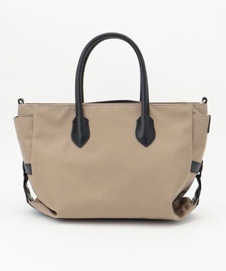 Y'SACCS ナイロン×リサイクルレザー　ホック2WAYトート　Sサイズ グレージュ