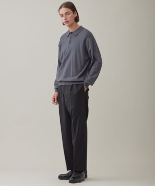 UNFILO MENS ライトウォーム ニットポロ チャコール