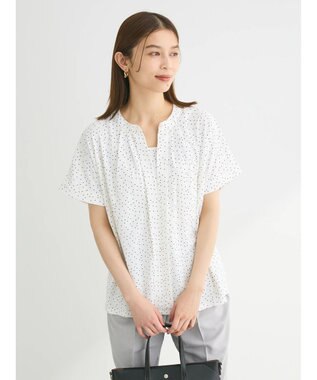 Green Parks ２ｗａｙ　フレンチスリーブ釦付ブラウソー Dot