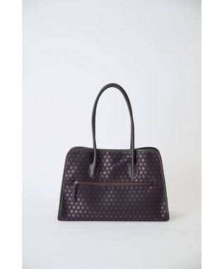 MIYABIYA 【撥水加工】篭目柄エンボスボンディングラウンドトート チョコレート