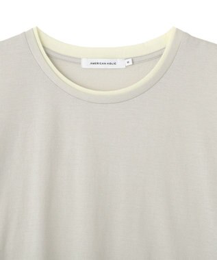 AMERICAN HOLIC 配色レイヤード風シアーＴシャツ Light Gray
