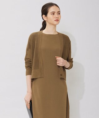 ICB 【洗える】 コイルメッシュ カーディガン キャメル系