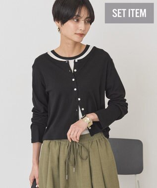 AMERICAN HOLIC 【２点セット】リンガーＴシャツ＋カーディガン Off White