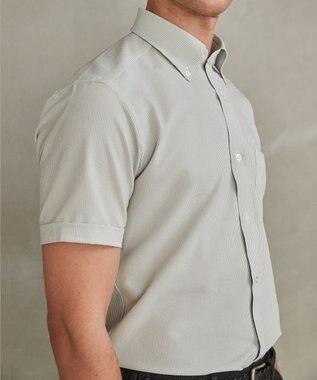 GOTAIRIKU とにかく涼しい/酷暑対応【シワになりにくい/吸水速乾】クールマックスサッカーシャツ 新色/ライトグレー×白