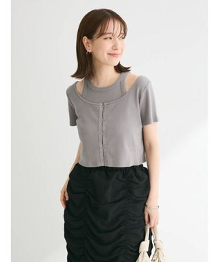 Green Parks ・swing by SET2点カーディガン&タンク Gray