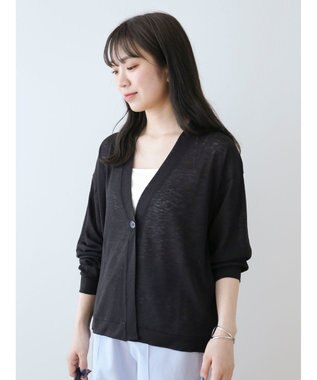 Green Parks Ｖネックシアーカットカーディガン Black