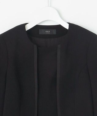 自由区 FORMAL 【洗える/縦横ストレッチ】セオプラスエス横二重ジャケット＋ワンピース ブラック系