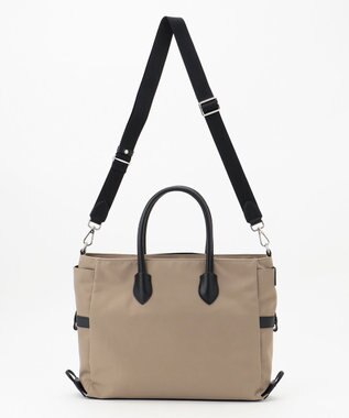 Y'SACCS ナイロン×リサイクルレザー　ホック2WAYトート　Sサイズ グレージュ