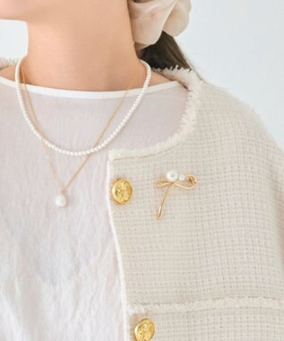 Phoebe クロスメタルパールブローチ　ゴールド ゴールド