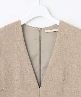 自由区 【XSサイズ～/洗える】ライトブッチャーVネック ジャンパースカート ベージュ系