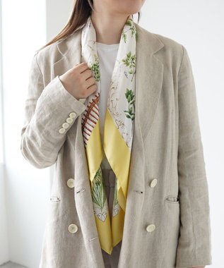 Marca ＜春の新色！＞【伝統横濱スカーフ】ハーブガーデン 大判 シルクツイル スカーフ イエロー