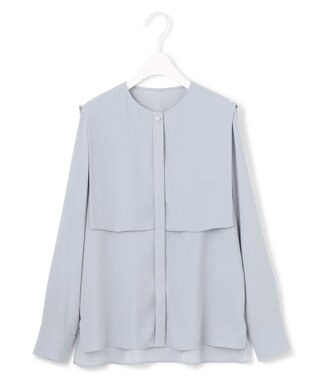 ICB L 【UVケア・速乾・接触冷感・洗える】BackSatinAmunzen デザインブラウス サックスグレー系