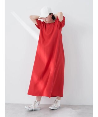 earth music&ecology リサイクルポリエステルブレンドＡラインワンピース Red