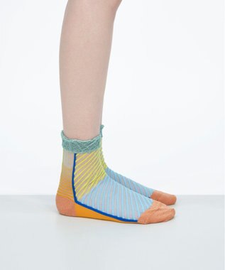 COQ しまうま シアーストライプソックス ライトオレンジ