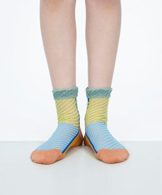 COQ しまうま シアーストライプソックス ライトオレンジ